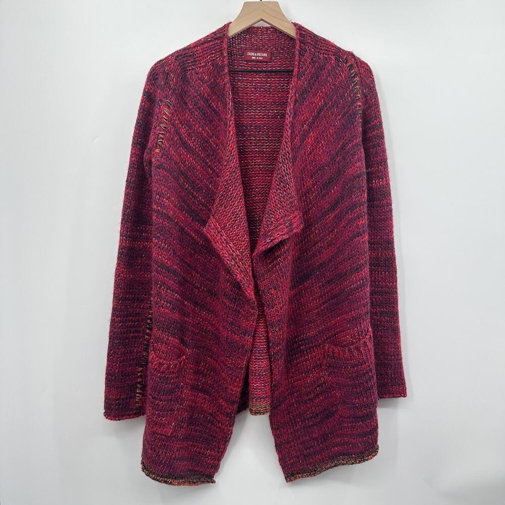 Zadig & Voltaire Daphnee Pegasus Open Cardigan Alpaca Blend in Red Marled Size S - Picture 3 of 13